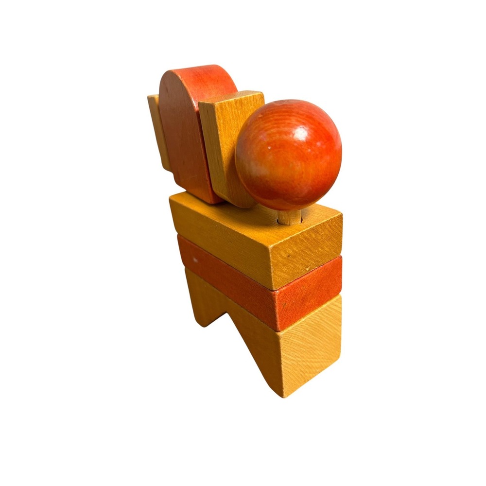 Vintage Wooden Dog Stacking Toy | Mid-Century Modern Style Wood Puppy Figurine - Picture 4 of 7